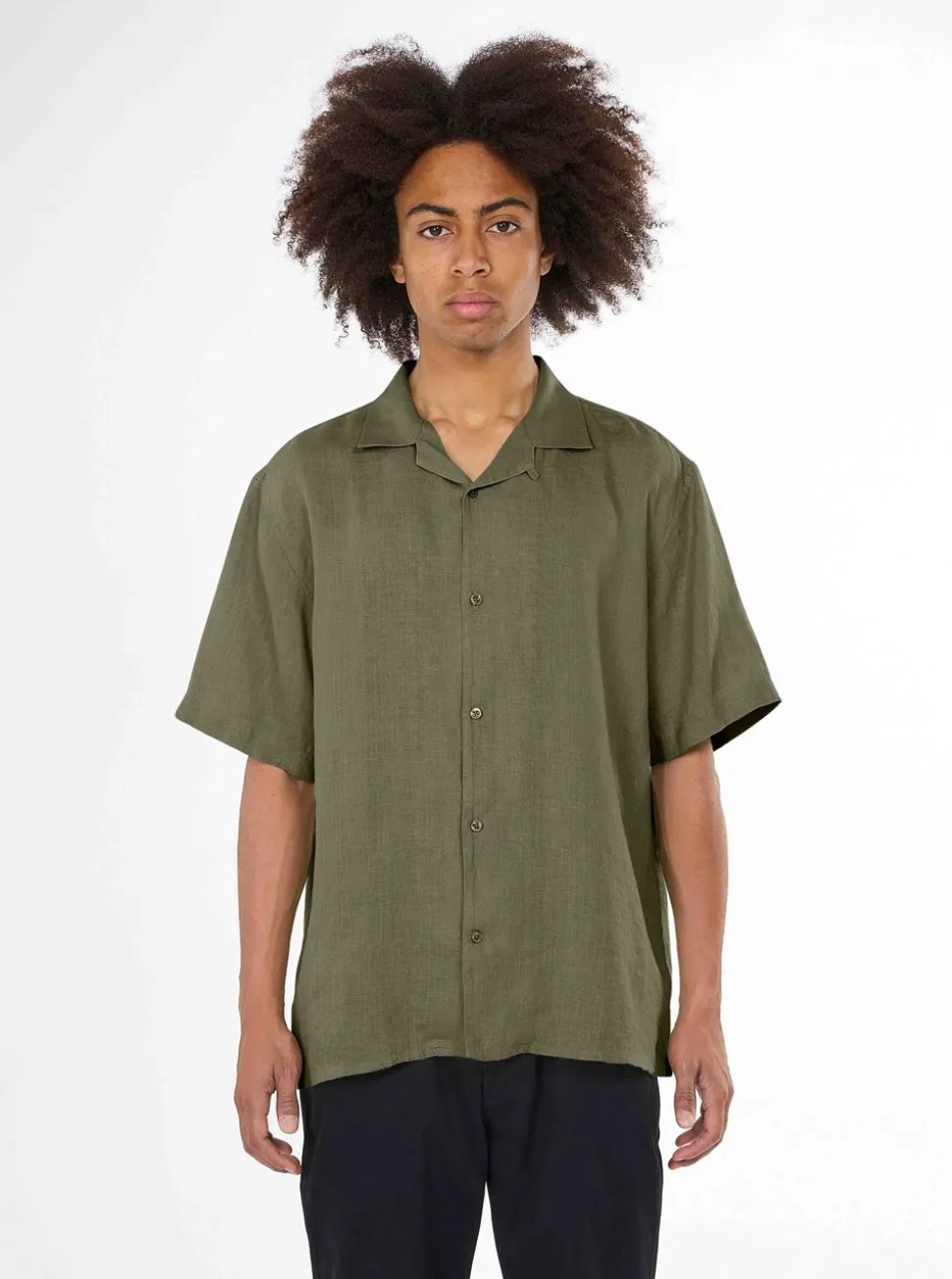 Box fit short sleeved linen shirt GOTS/Vegan herr