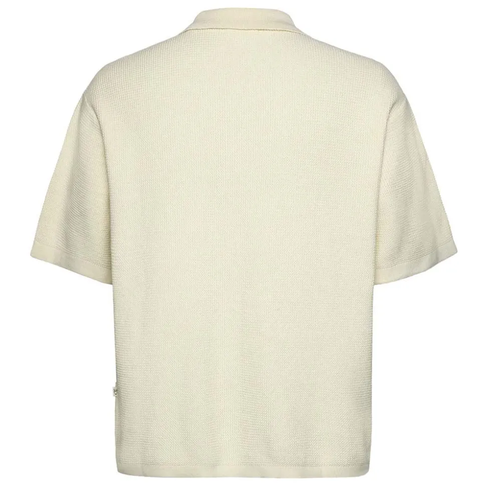 Boxy short sleeve structured knitted shirt