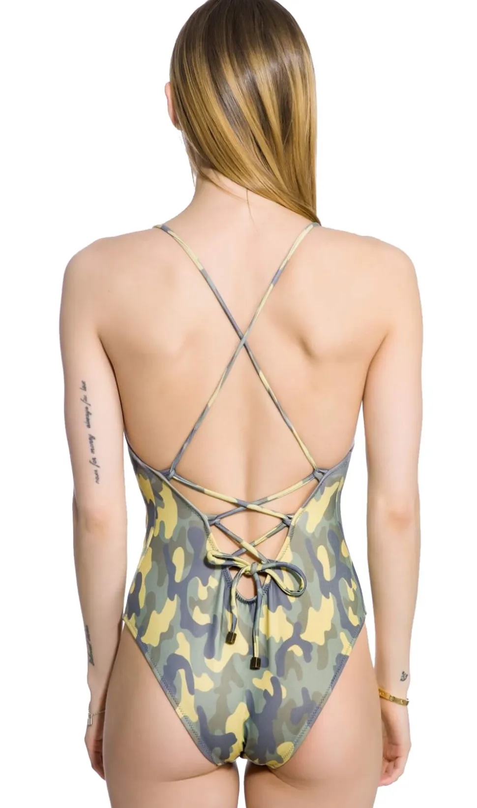 Cammo Tie-Back Swimsuit Dam
