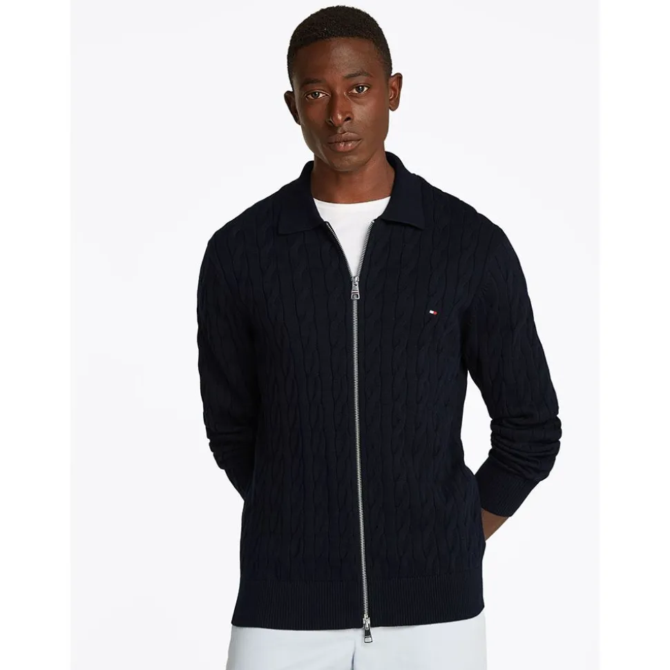 Classic Cable Polo Zip Trough Herr