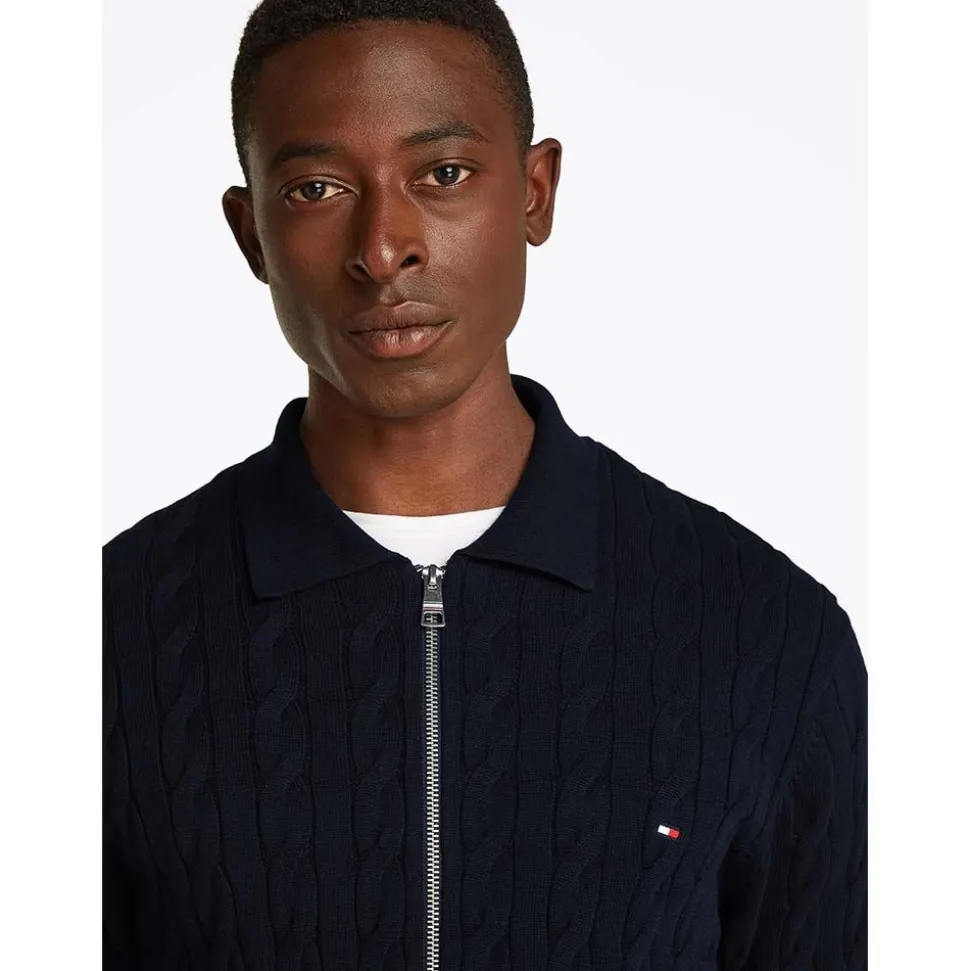 Classic Cable Polo Zip Trough Herr