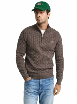 COTTON CABLE HALF ZIP HERR