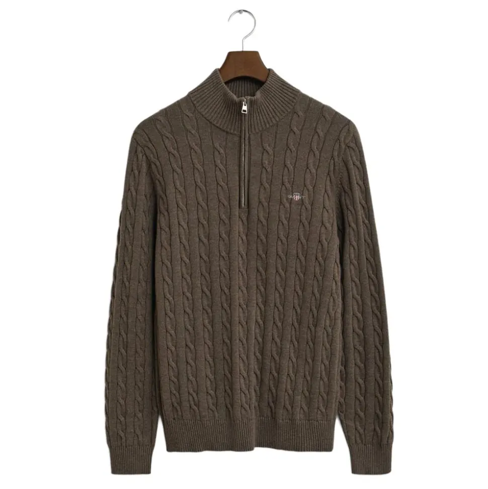 COTTON CABLE HALF ZIP HERR