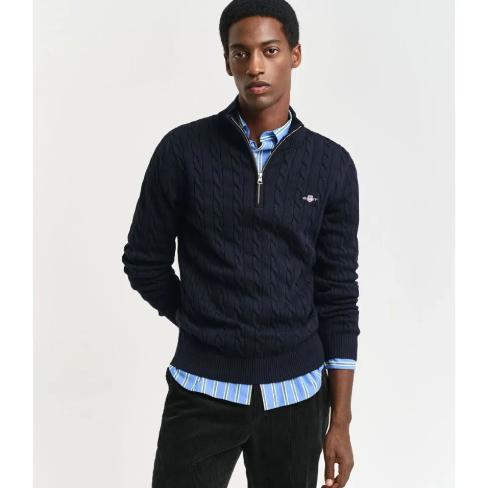 Cotton Cable Half Zip Herr