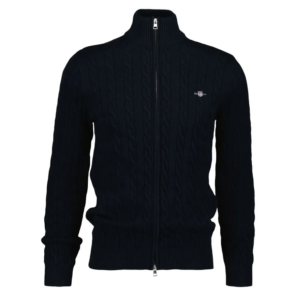 Cotton Cable Zipped Cardigan Herr