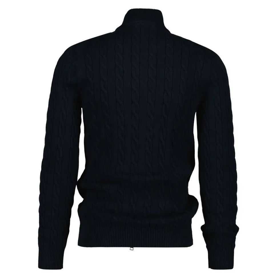 Cotton Cable Zipped Cardigan Herr