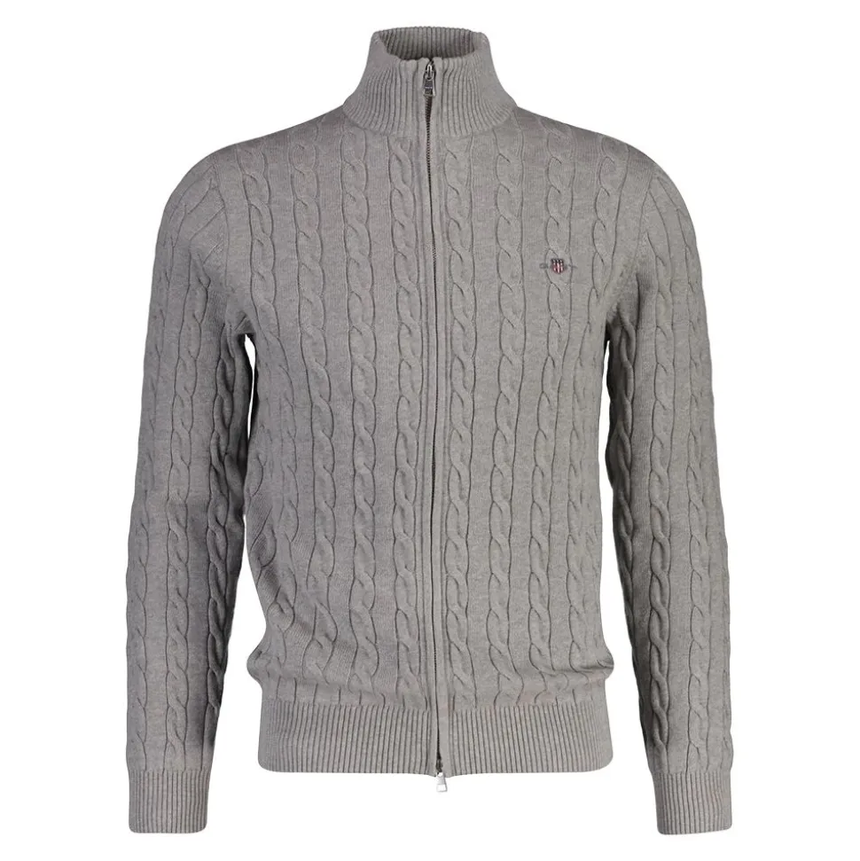 Cotton Cable Zipped Cardigan Herr