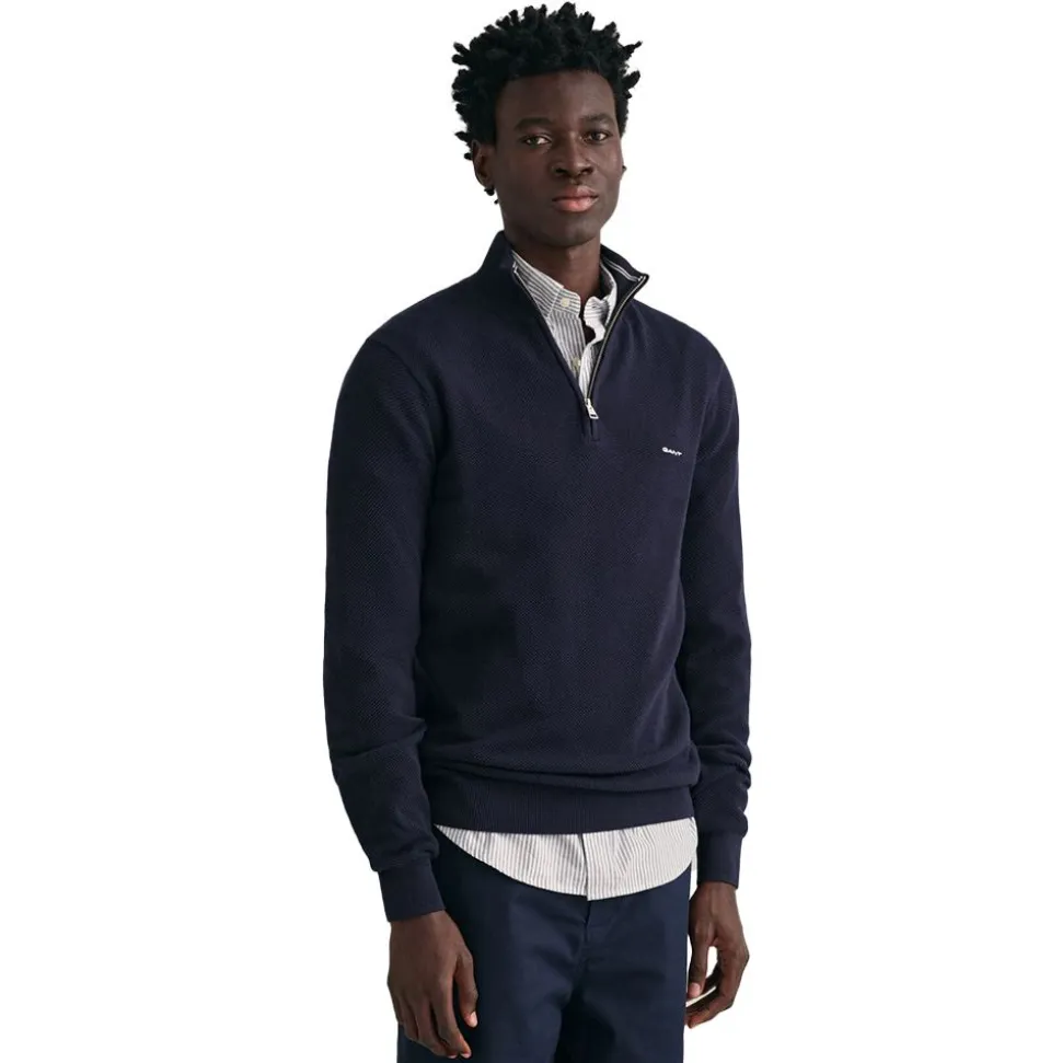 Cotton Pique Half-Zip Herr