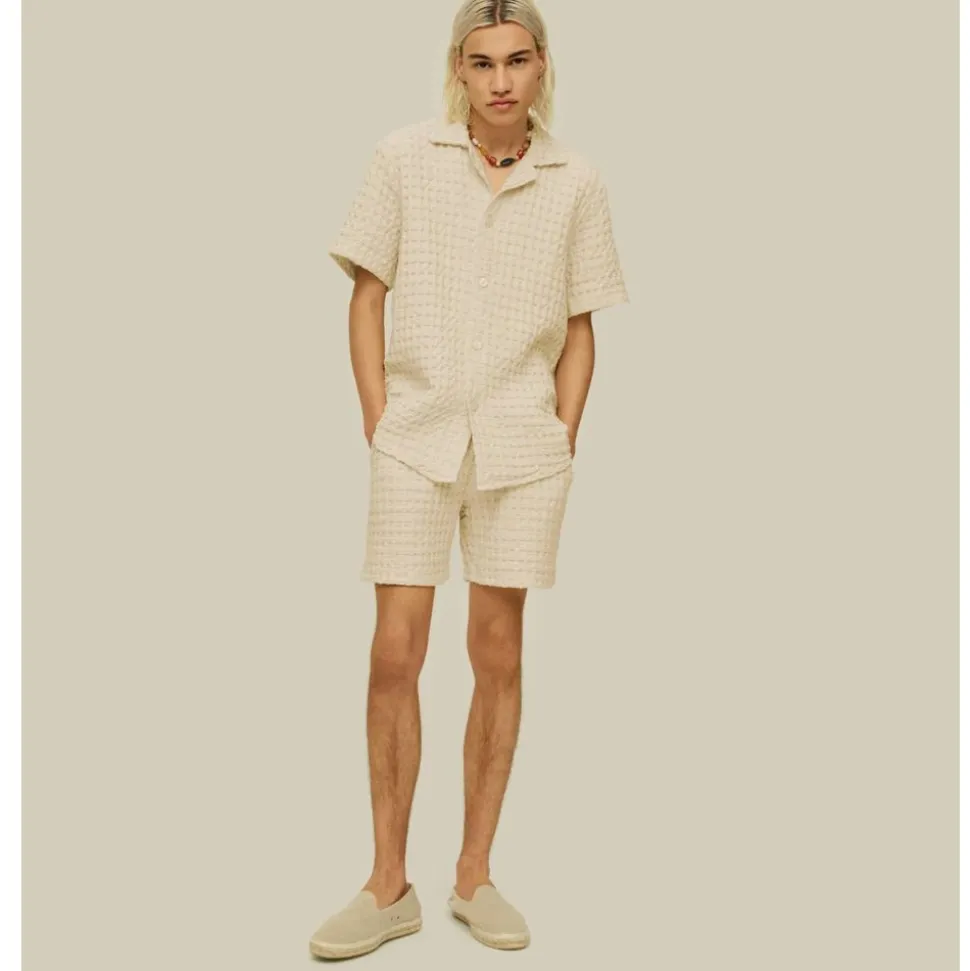 Ecru Porto Waffle Shorts Herr