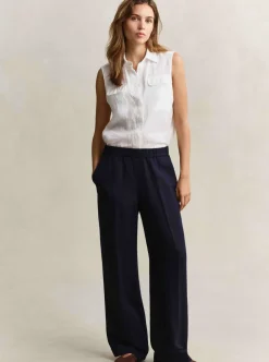 LINEN BLEND PULL ON PANTS DAM