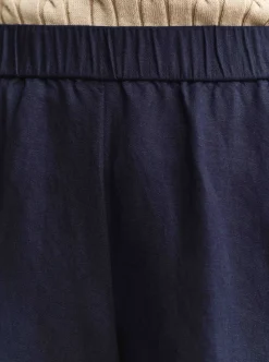 LINEN BLEND PULL ON SHORTS DAM