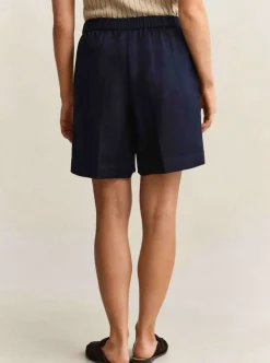 LINEN BLEND PULL ON SHORTS DAM