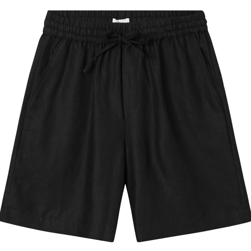 Linen Mix Elastic Waist Shorts Dam