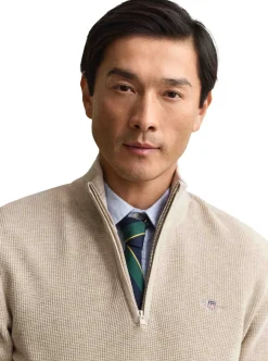 MICRO TEXTURED COTTON HALF ZIP HERR