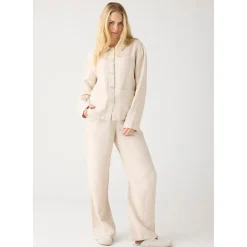Posey Wide Mid-Rise Linen Pants Dam