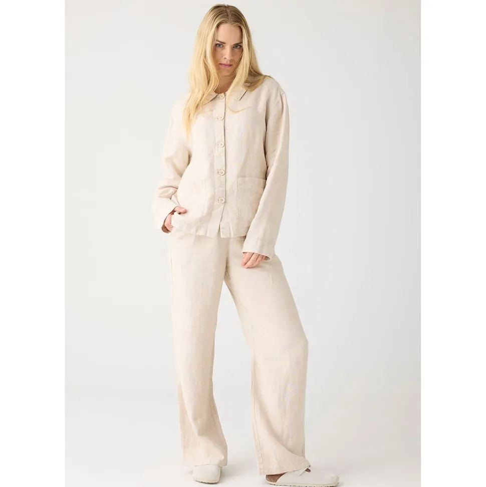 Posey Wide Mid-Rise Linen Pants Dam