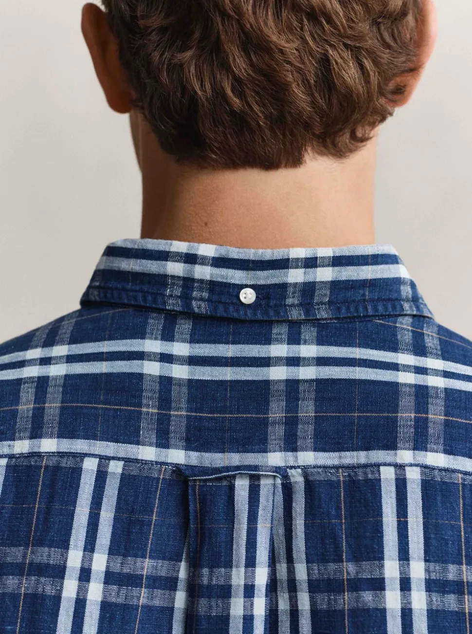 REGULAR COTTON LINEN INDIGO CECKHK SHIRT HERR