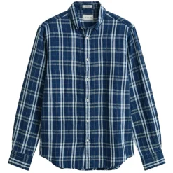 REGULAR COTTON LINEN INDIGO CECKHK SHIRT HERR