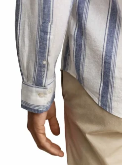 REGULAR COTTON LINEN STRIPE SHIRT HERR