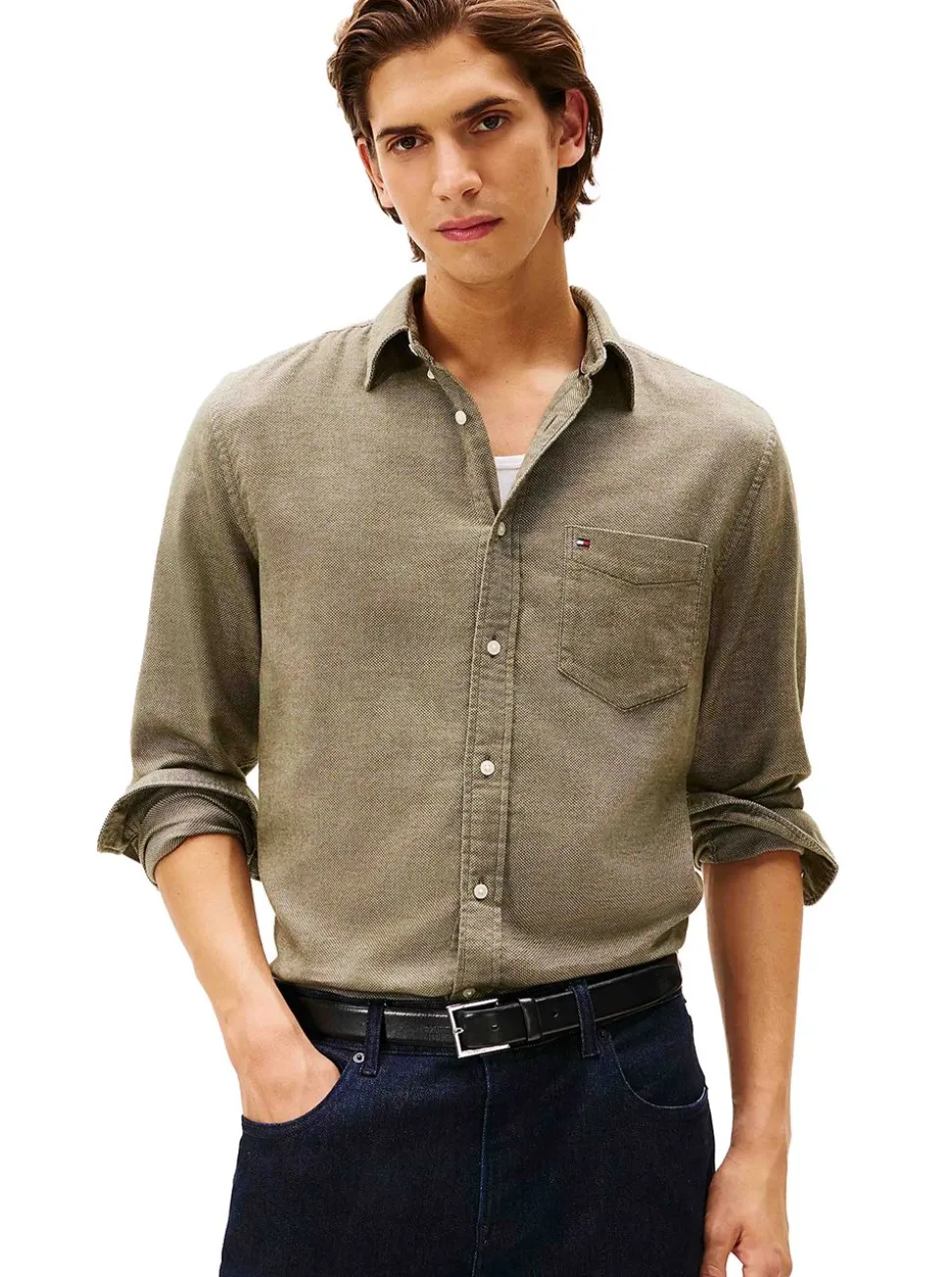 Regular Fit Brushed Flannel Shirt herr