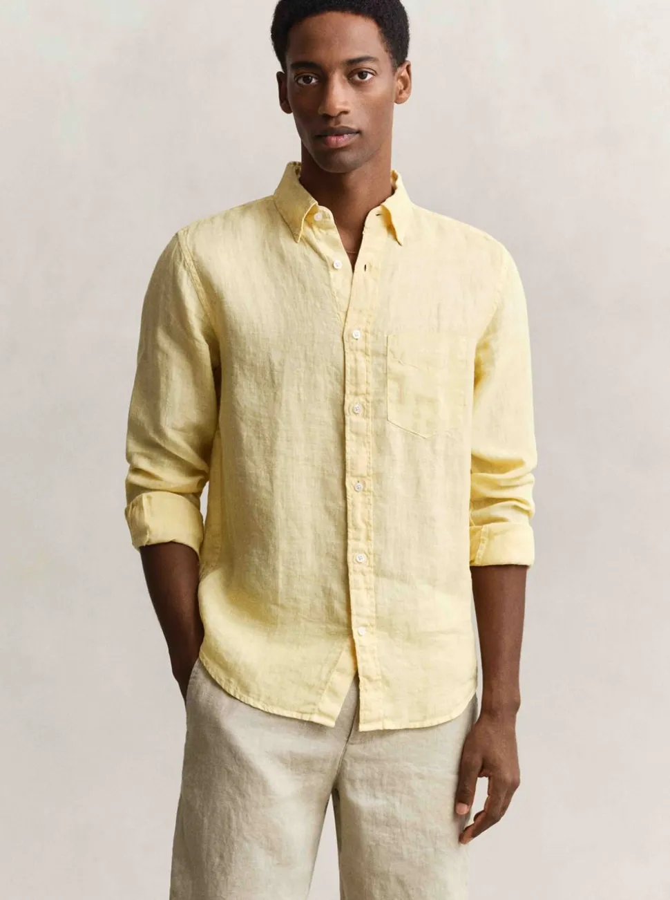 REGULAR GAMENT DYED LINEN SHIRT HERR