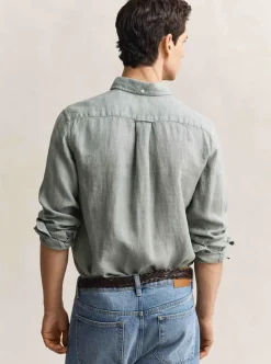 REGULAR GARMENT DYED LINEN SHIRT HERR