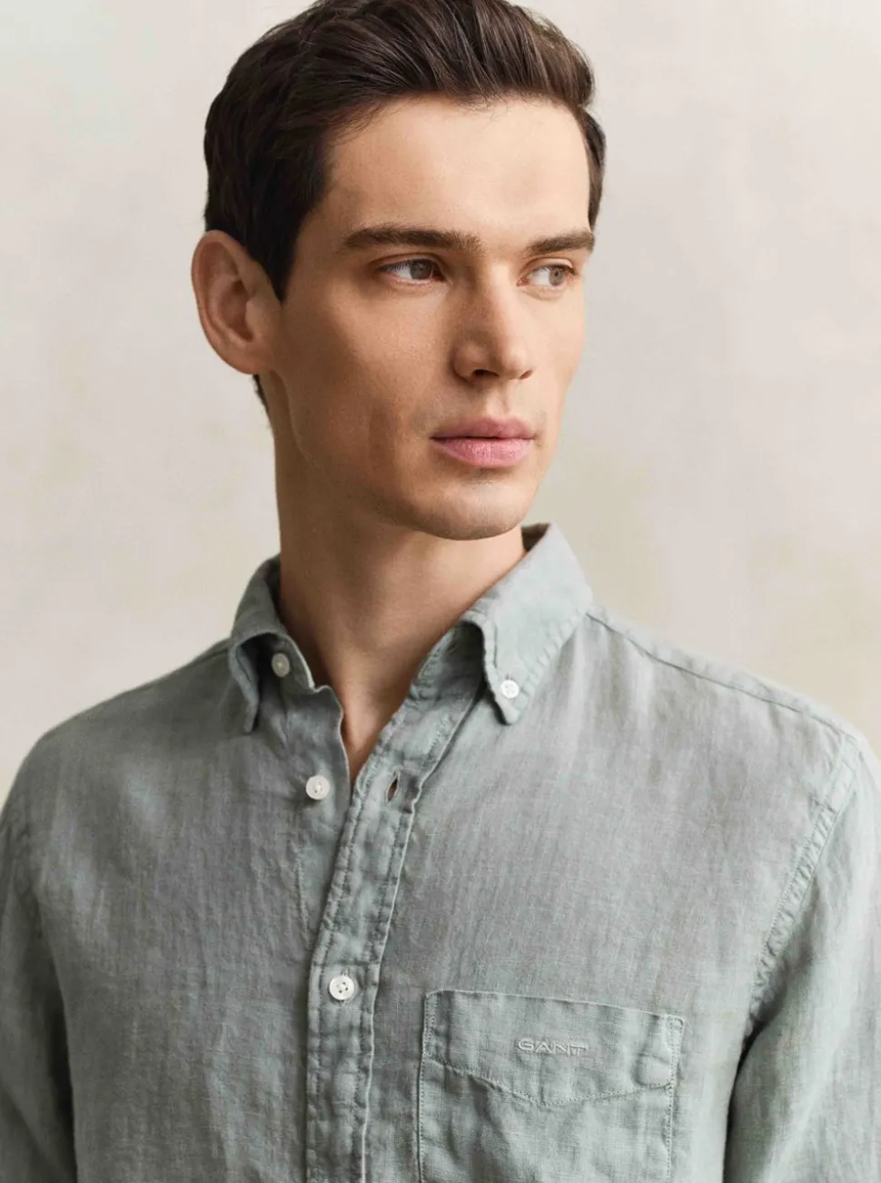 REGULAR GARMENT DYED LINEN SHIRT HERR
