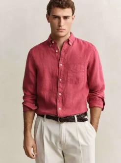 REGULAR GARMENT DYED LINEN SHIRT HERR