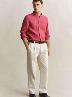 REGULAR GARMENT DYED LINEN SHIRT HERR