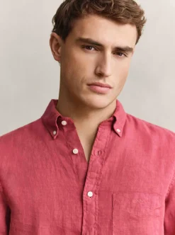 REGULAR GARMENT DYED LINEN SHIRT HERR