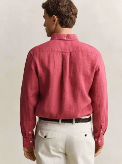 REGULAR GARMENT DYED LINEN SHIRT HERR