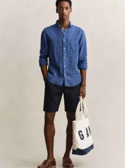 REGULAR GARMENT DYED LINEN SHIRT HERR