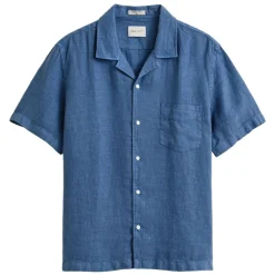 REGULAR GARMENT DYED LINEN SS CAMP SHIRT HERR