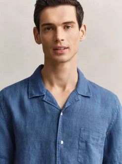 REGULAR GARMENT DYED LINEN SS CAMP SHIRT HERR