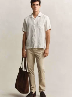REGULAR GARMENT DYED LINEN SS CAMP SHIRT HERR