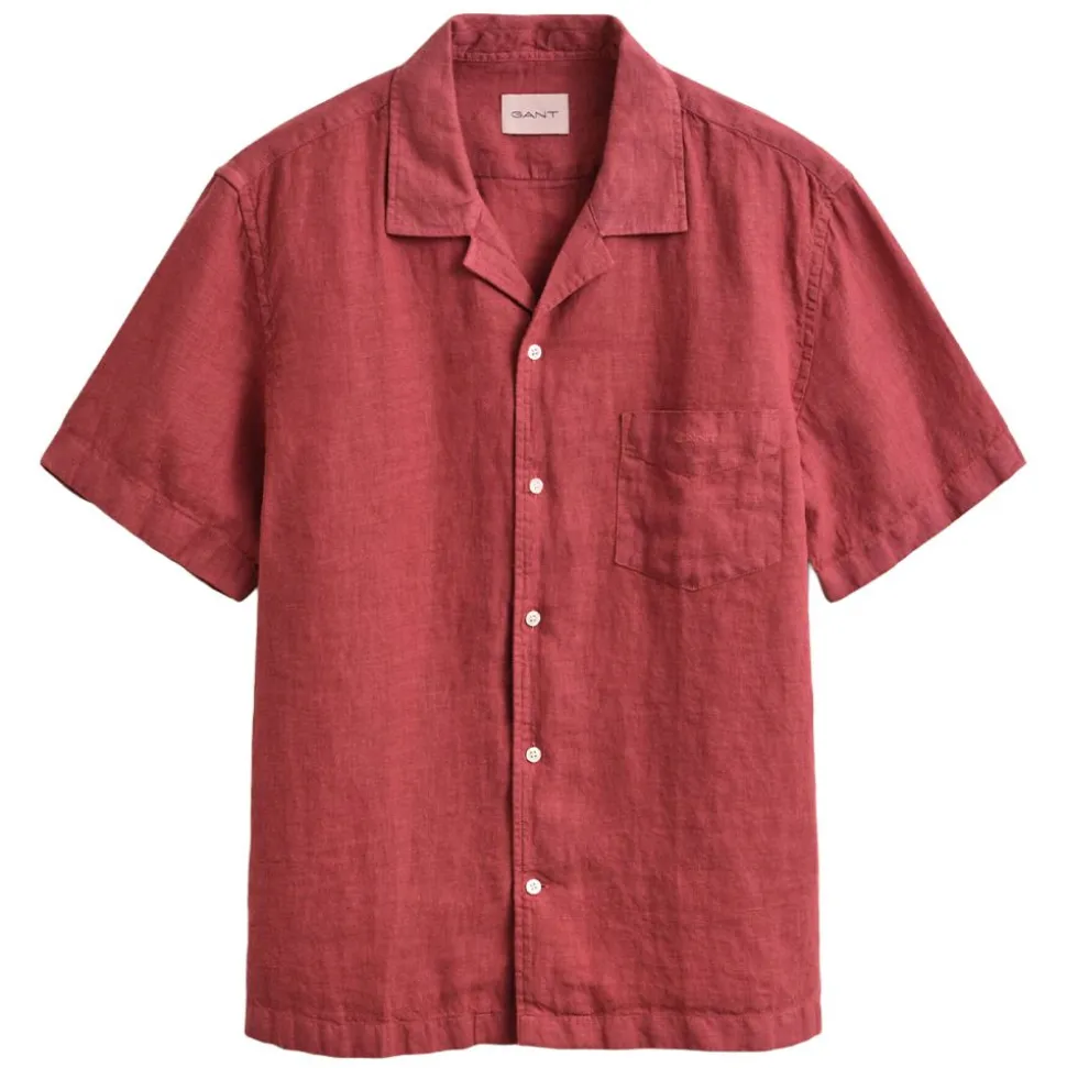 REGULAR GARMENT DYED LINEN SS CAMP SHIRT HERR