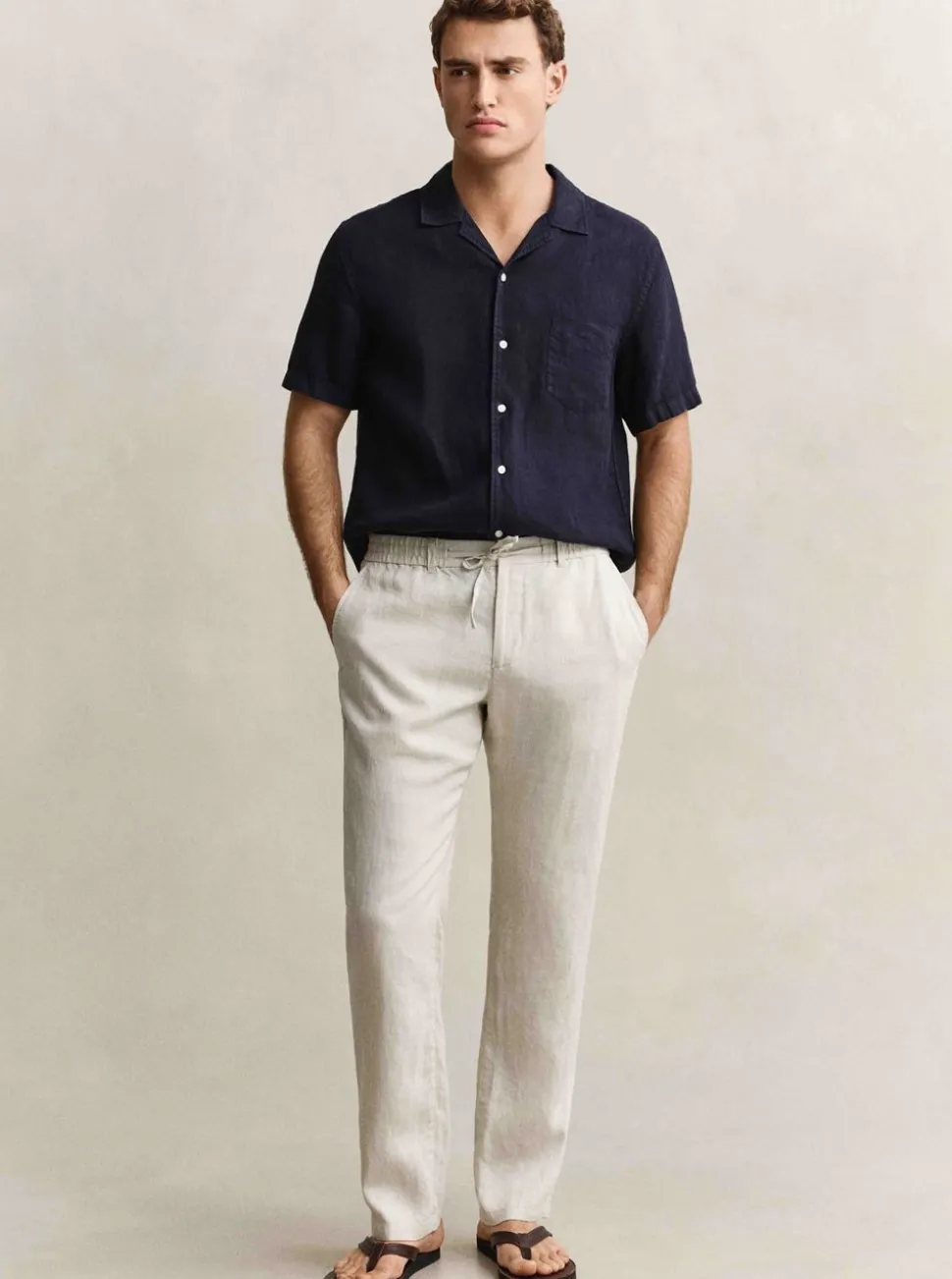 REGULAR LINEN DS PANTS HERR