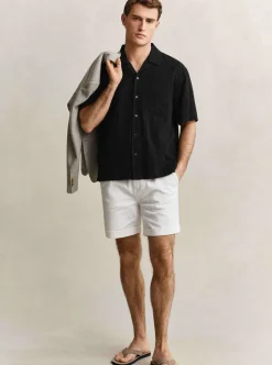 RELAXED DOBBY STRIPE CAMP COLLAR SHIRT HERR