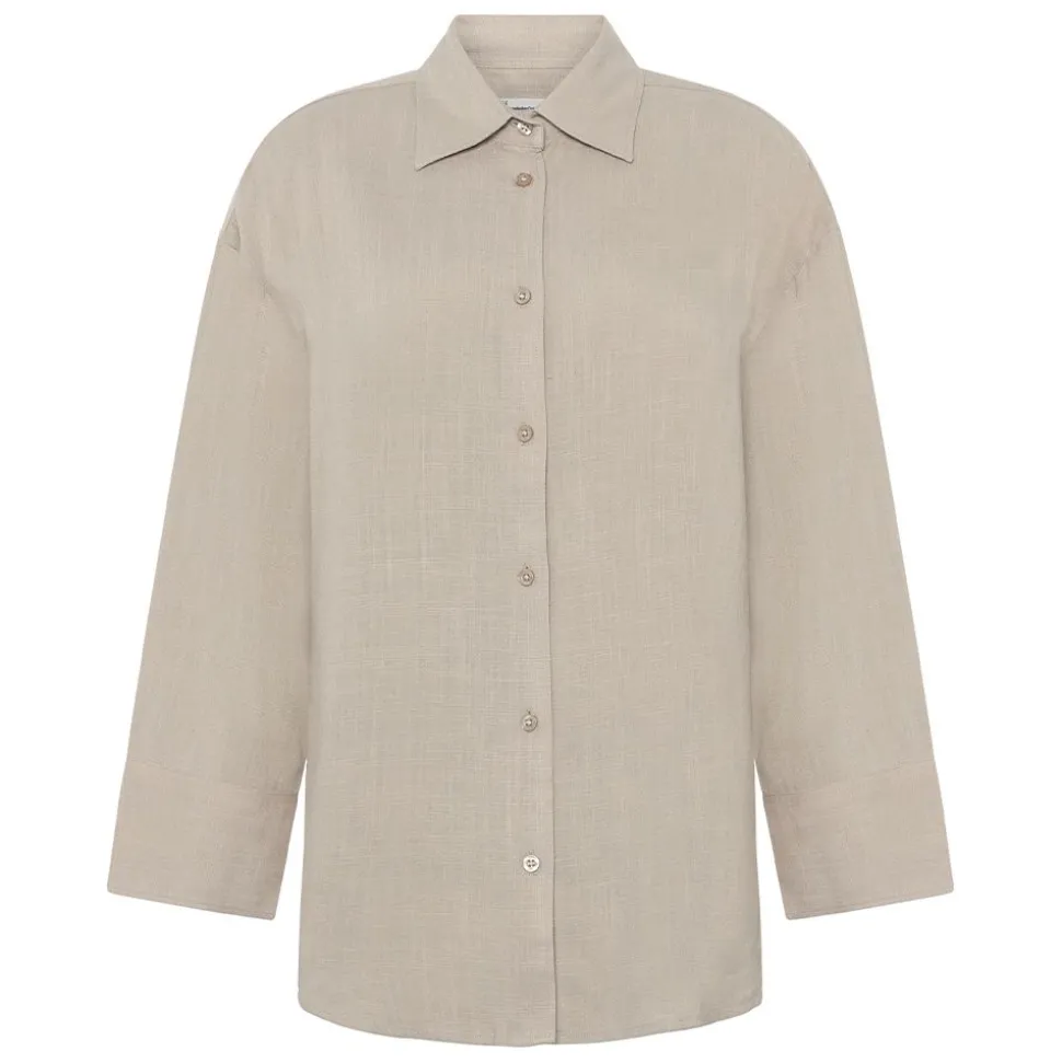 Relaxed linen-mix shirt dam