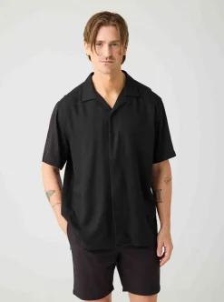 Relaxed Linen-mix short sleeve shirt herr
