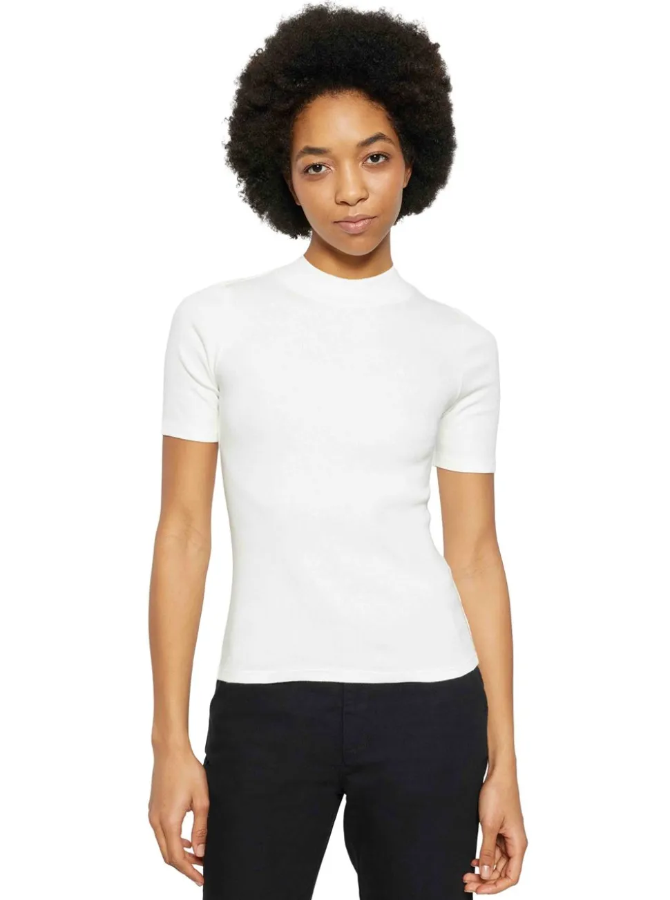 Rib high neck short sleeve - GOTS/Vegan