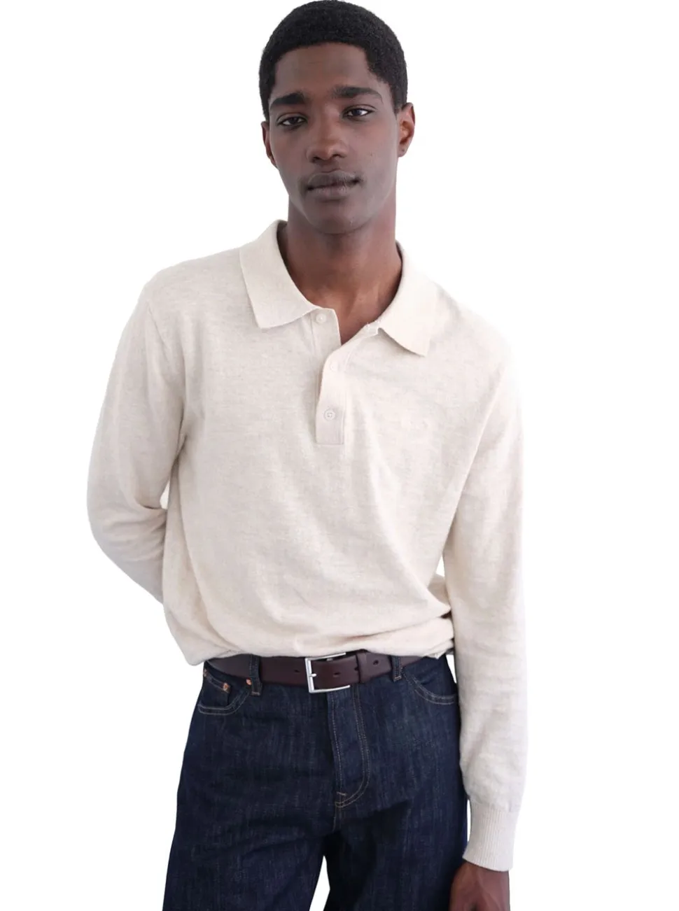 SLUB COTTON LINEN POLO HERR