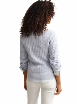 STRETCH COTTON CABLE C-NECK DAM