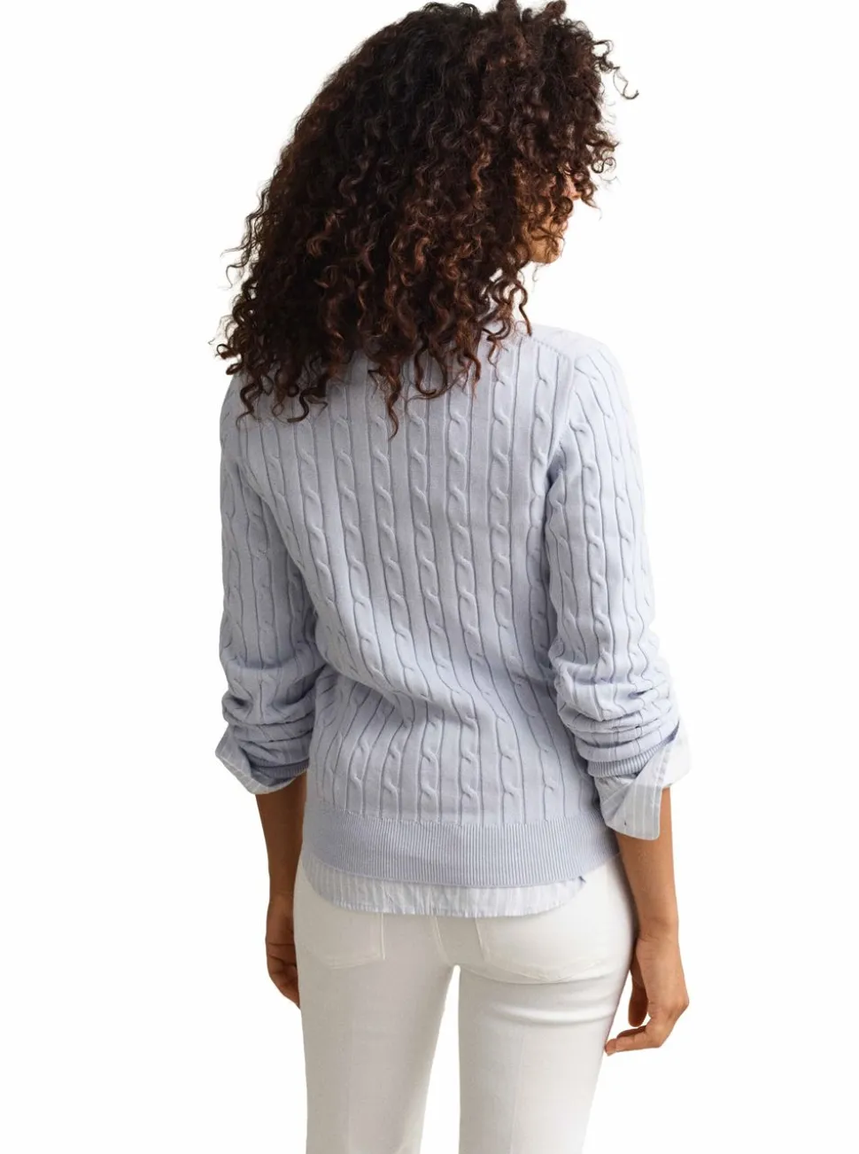 STRETCH COTTON CABLE C-NECK DAM