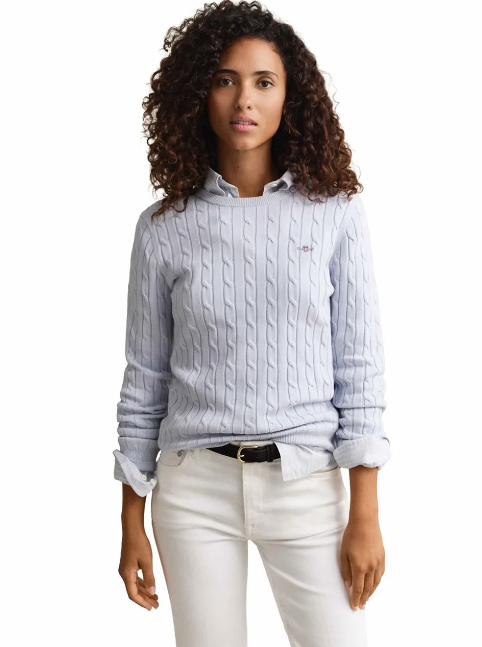 STRETCH COTTON CABLE C-NECK DAM