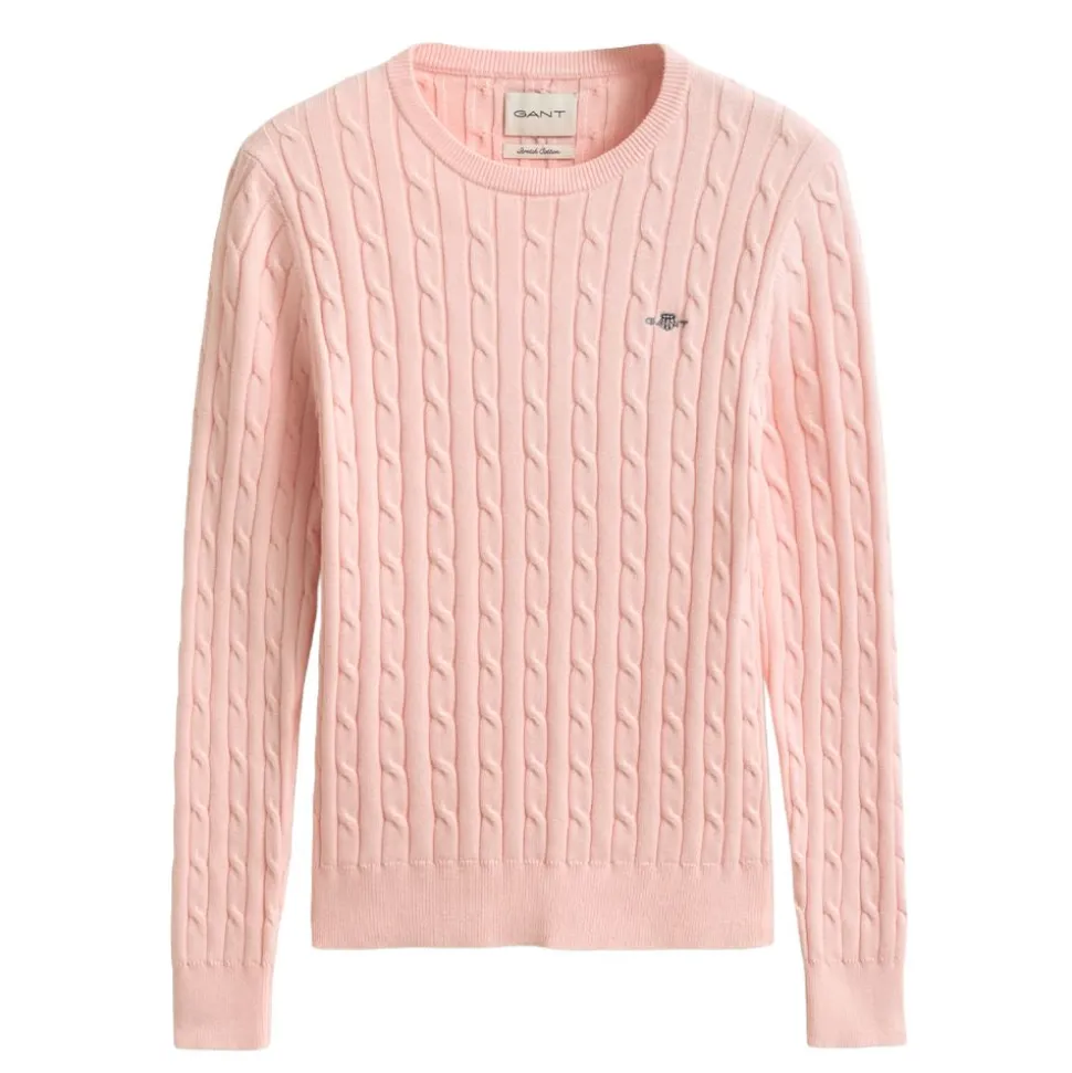 STRETCH COTTON CABLE C-NECK DAM
