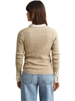 STRETCH COTTON CABLE C-NECK DAM