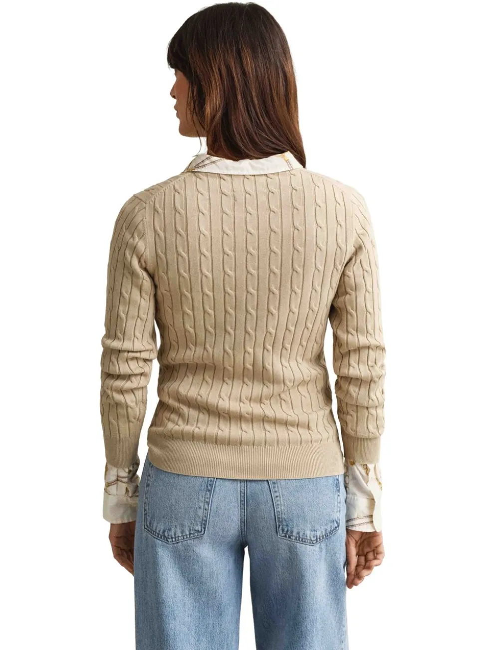 STRETCH COTTON CABLE C-NECK DAM