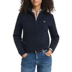 Stretch Cotton Cable Half-Zip Dam