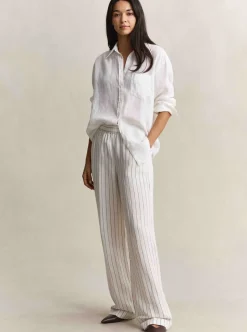 STRIPED LINEN BLEND PULL ON PANTS DAM